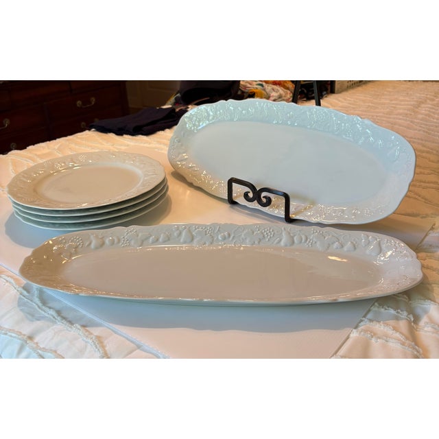 Beautiful French porcelain 12” plates, set of four, excellent condition. PH Deshouliers France, elegant California pattern...