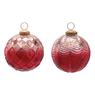 Glass Ball Ornament Set of 2  4" For Sale