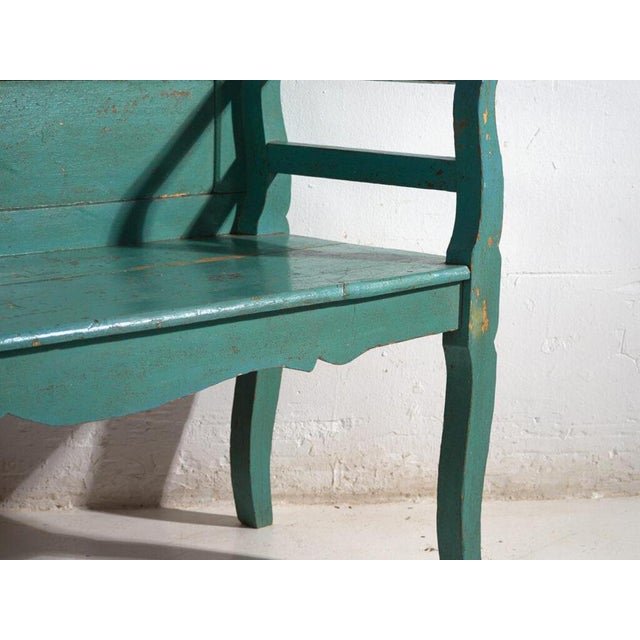 Antique Painted Bench in Pine Wood, Central Europe, 1910 For Sale - Image 5 of 11
