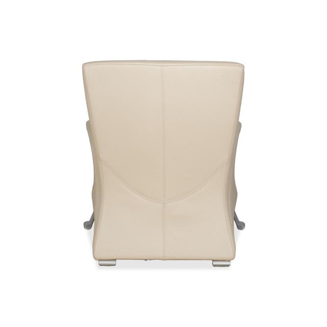 Animal Skin Leather 322 Armchair in White Cream from Rolf Benz For Sale - Image 7 of 9