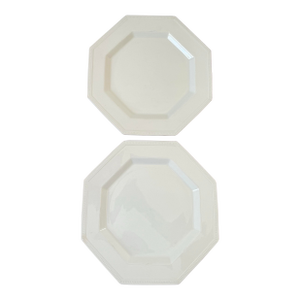 Set of 2 Johnson Bros Heritage White Ironstone 10” Dinner Plates, Octagonal, Made in England
