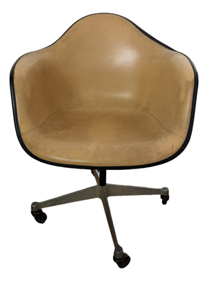 Eames for Herman Miller Mid-Century Mustard Padded Fiberglass Swivel Office Chair