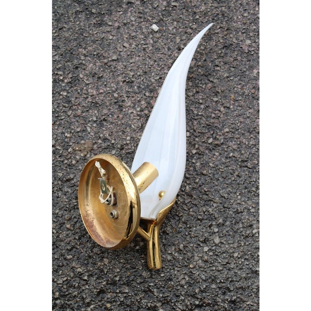 Gold Foglia Wall Lamp in Murano Glass, Brass Structure, and 24KT Gold Leaf from Franco Luce, 1970s For Sale - Image 8 of 13