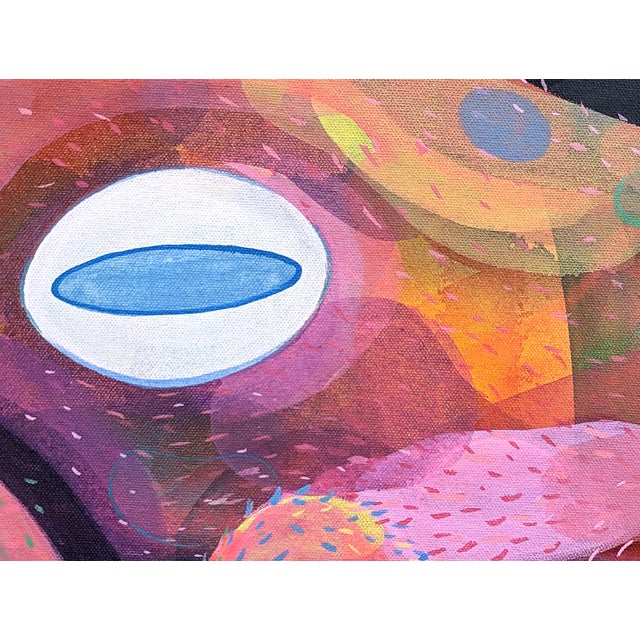 Cecilia Beaven Contemporary Abstract Pink and Blue Toned Biomorphic Rabbit Figure Painting, 2021 For Sale - Image 11 of 12