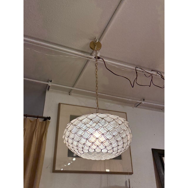 Modern Serena & Lily Capiz Scalloped Chandelier For Sale - Image 3 of 12