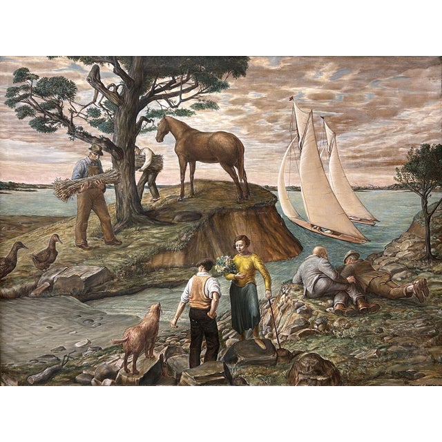 1936 WPA Era AMERICAN SCENE MODERNIST PAINTING A Connecticut Day HOWARD AHRENS Truly a museum quality artwork. Absolutely...