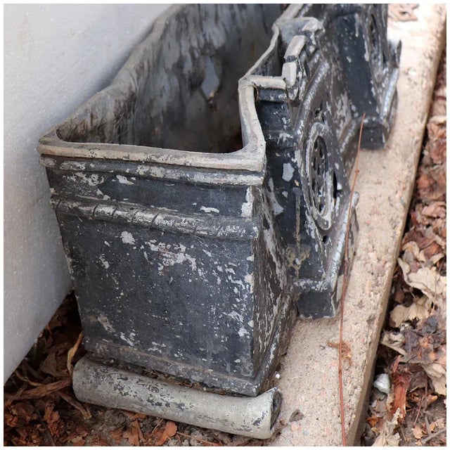 Large English Gothic Revival Painted Lead Manor House Scupper Boxes A