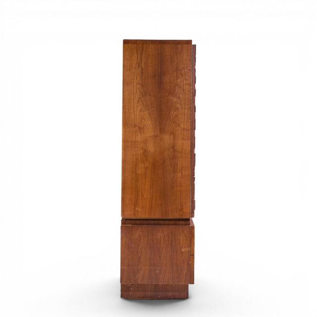 Lane Furniture Lane Brutalist Mid Century Walnut Armoire Dresser For Sale - Image 4 of 9