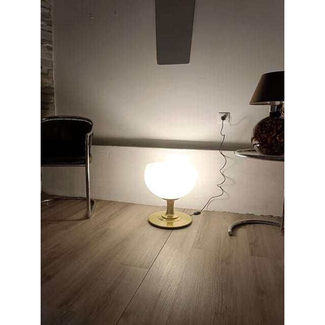 Gold Large Vintage Bowl Lamp, 1970s For Sale - Image 8 of 9