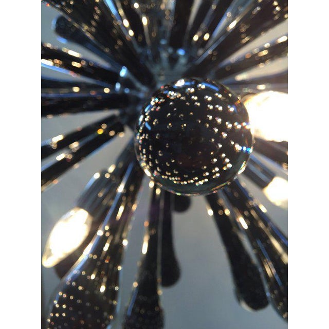 Murano Sputnik Chandelier With Black “Drops” With Bubbles Inside For Sale - Image 4 of 10