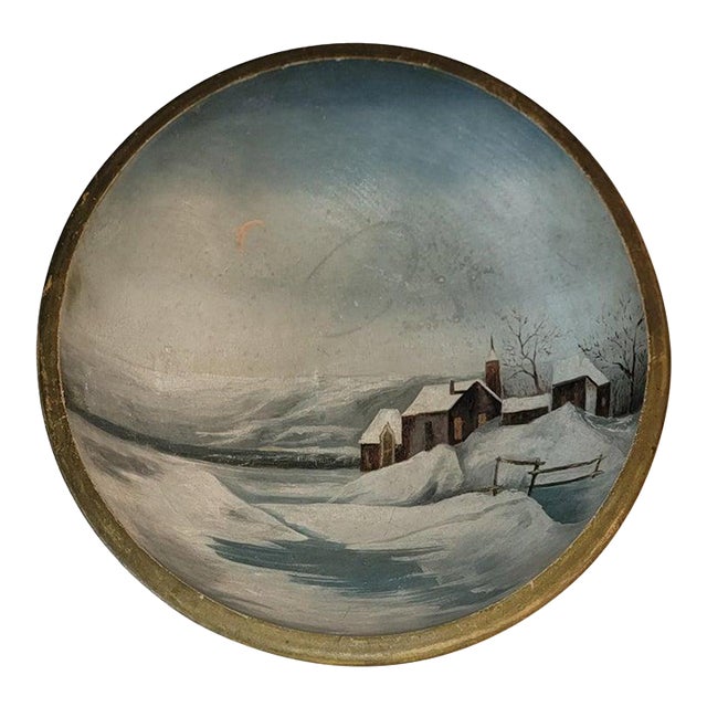 19thc Scenic Hand Painted Butter Bowl For Sale