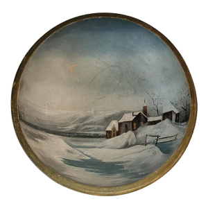 19thc Scenic Hand Painted Butter Bowl