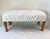 Large White Leather Gold Wood Bench For Sale - Image 9 of 12
