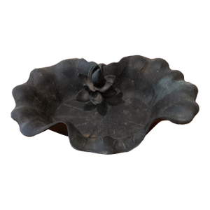 Antique Japanese Meiji Period (1868-1912) Cast Iron Lotus Leaf Bowl (Okimono)