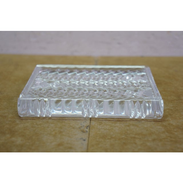 Glass Late 20th Century Ralph Lauren Crystal Herringbone Book Paperweight 5.5" For Sale - Image 7 of 11