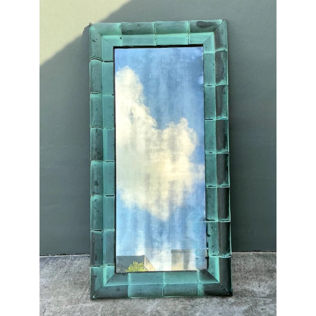 Vintage Patinated Copper Shingle Floor Mirror For Sale In West Palm - Image 6 of 12