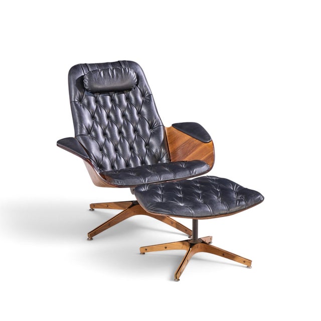 George Mulhauser for Plycraft Mr Chair Mid Century Lounge Chair and Ottoman For Sale - Image 9 of 10
