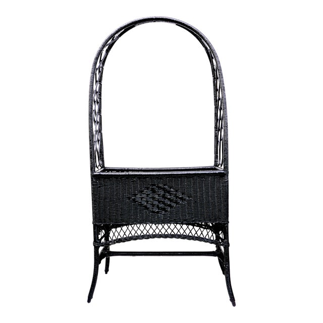 Black Lacquered Wicker Plant Stand Arched Trellis Fernery Box Chairish