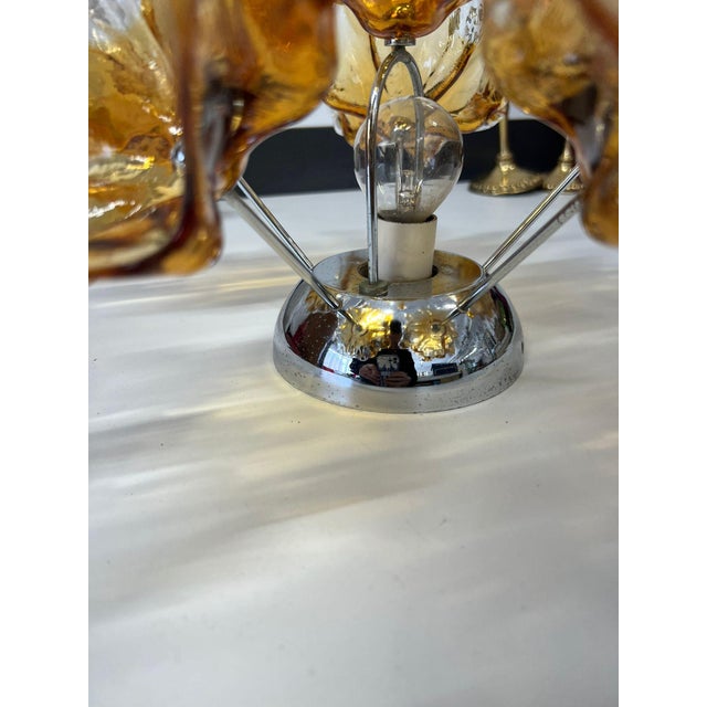 Metal Vintage Murano Ceiling Lamp attributed to Venini, 1970s For Sale - Image 7 of 9