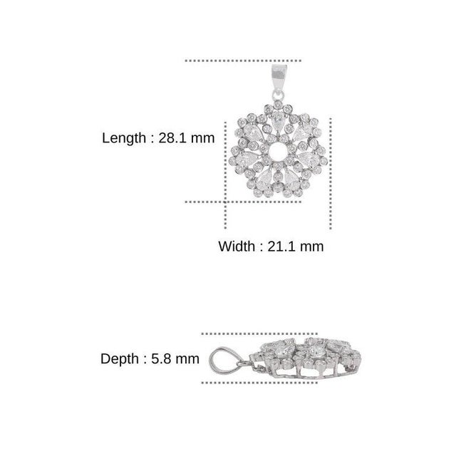 Moissanite Open Center Snowflake Flower Pendant in Solid Silver For Sale - Image 12 of 14