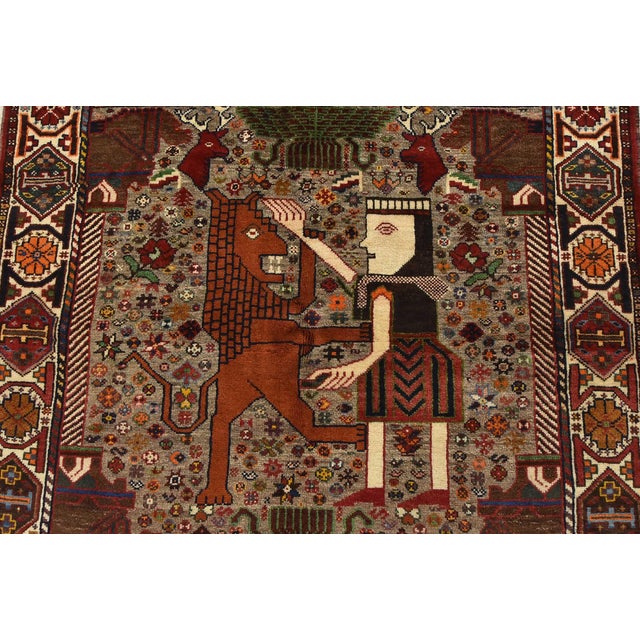 1990s Qashqai Rug 3’7” X 5’1” Gray Wool Vintage Tribal Hand-Knotted Oriental Carpet For Sale - Image 5 of 13