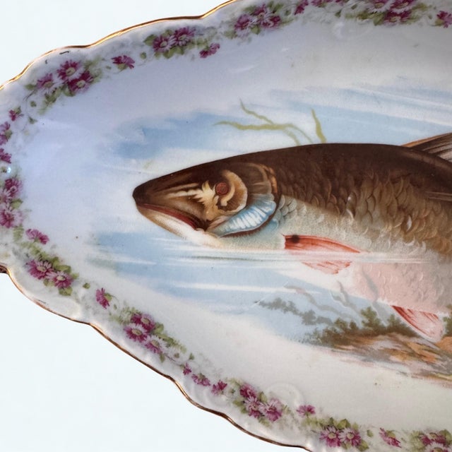 Antique L. Straus & Sons (Ls&s) Porcelain Fish Serving Platter Made in Carlsbad Austria For Sale - Image 4 of 6