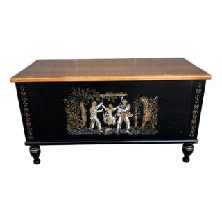 Mid 20th Century Hitchcock Ebonized Paint Decorated Solid Maple 36" Blanket Chest For Sale