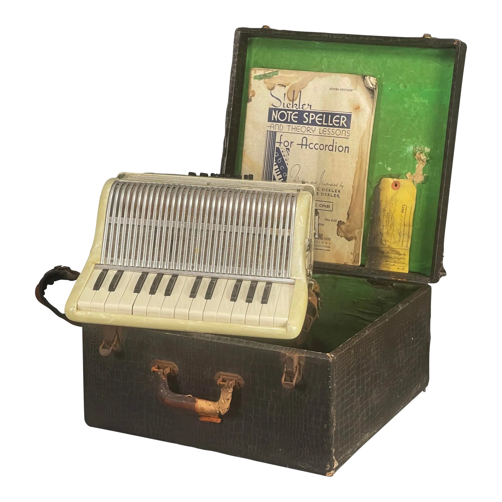 Vintage La Tosca Ivory Accordion With Case Clean Baffles Made in