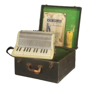 Vintage La Tosca Ivory Accordion With Case Clean Baffles Made in Italy