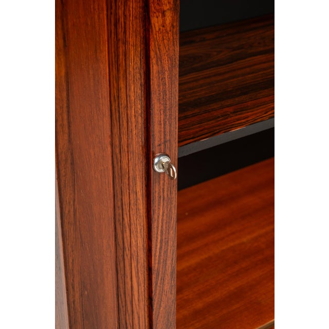 Mid-Century Danish Modern Rosewood Credenza / Cabinet W/ Tambour Door Attributed to Marius Byrialsen for Nipu Møbelfabrik, Denmark, C. 1960s For Sale - Image 12 of 18
