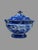 English Antique Staffordshire Blue White Transferware Covered Soup Tureen Pastoral Scene For Sale - Image 3 of 9