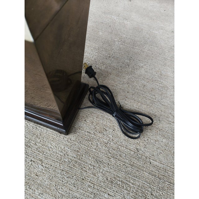 Late 20th Century Vintage Wildwood Patinated Brass Architectural Table Lamp For Sale - Image 5 of 6