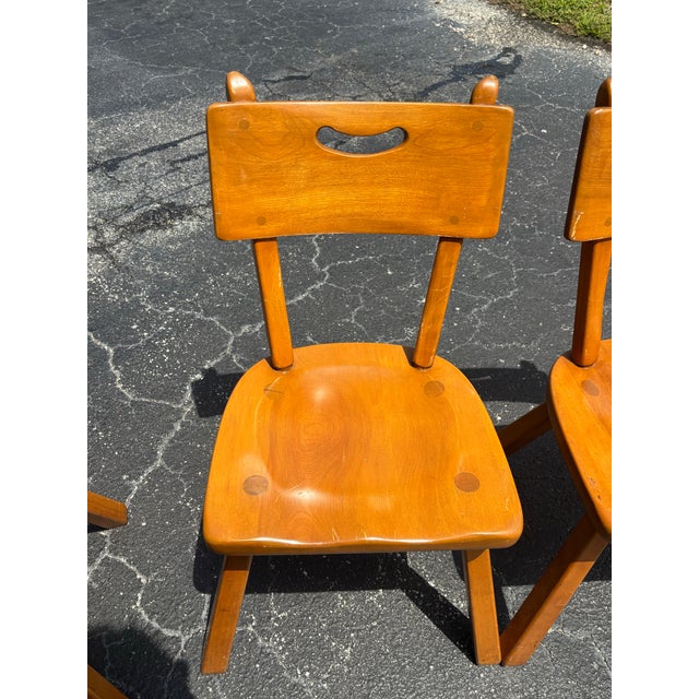 1950s Set of 4 Cushman Colonial Creations Solid Maple Dining Chairs For Sale - Image 12 of 12