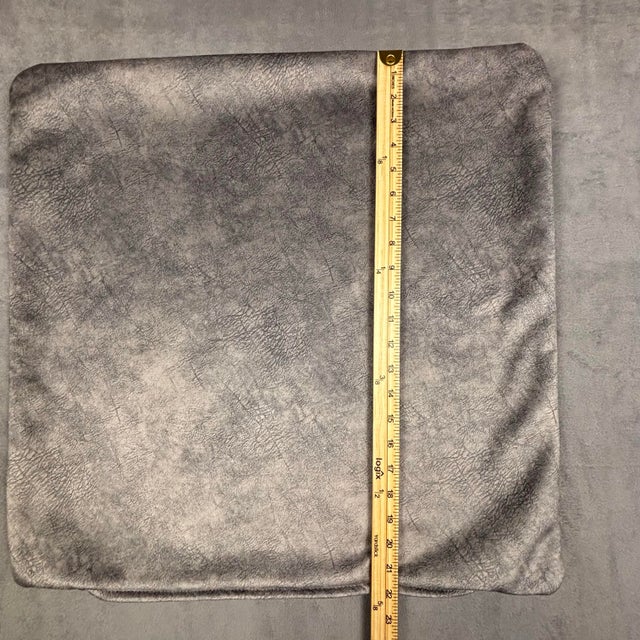 Handmade Distressed Gray Textured Velvet Square Throw Pillow Cover 21x21 Usa For Sale - Image 4 of 6