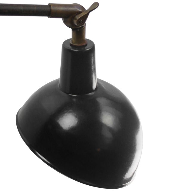 Industrial Vintage French Industrial Black 2-Arm Metal and Brass Wall Light For Sale - Image 3 of 5