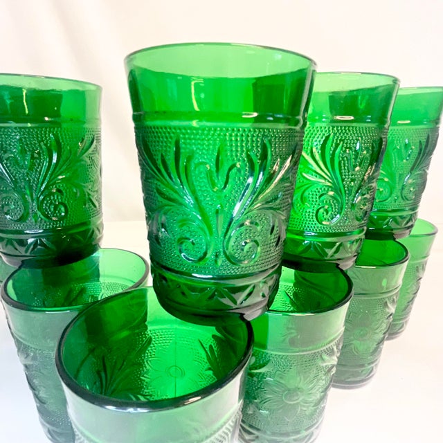 Antique Americana Art Deco Sandwich Glass Co. Pressed Juice Glasses - Set of 12 For Sale - Image 4 of 7