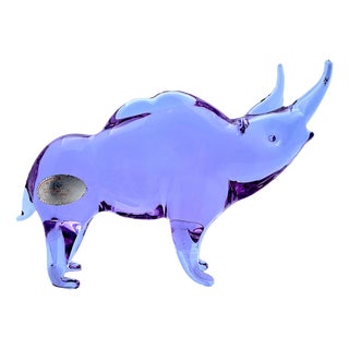 Rhinoceros Sculpture in Alexandrite Murano Glass from Licio Zanetti, 1960s For Sale