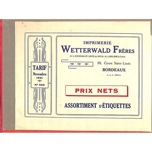 Burgundy "Imprimerie Wetterwald Freres" 1931 For Sale - Image 8 of 12