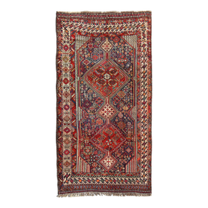 Antique Persian Qashqai Shiraz Tribal Rug With Hooked Diamond Design 5'3 X 9'9