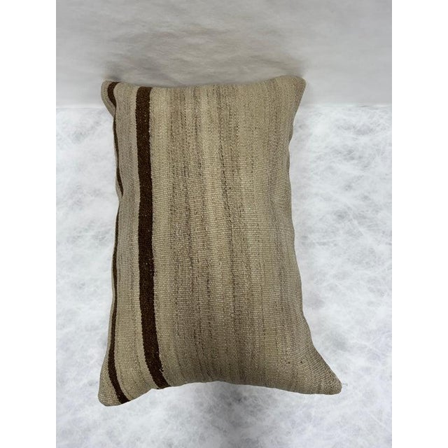 Contemporary Turkish Hemp Pillow Cushion Natural Beige Brown Pillow Cushion Cover 16" x 24" For Sale - Image 3 of 4