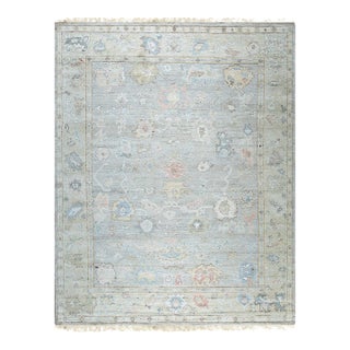 Nadia Harlow Ivory Hand-Knotted Silk Rug Carpet, Allover Floral Indian Design For Sale