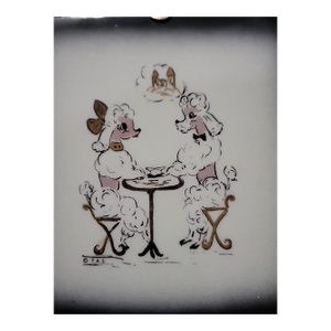 Vintage Poodle Ceramic Tile 1950s Wall Art