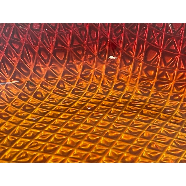 Metal 1970s Mid-Century Modern Decor Collection: 3-Piece Amberina, Gold Starburst, and Textured Pottery Set For Sale - Image 7 of 10