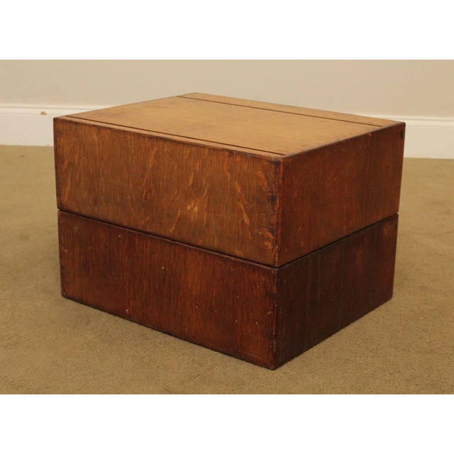 Macey Antique Oak Pair 2 Drawer Modular Card File Cabinets For Sale - Image 12 of 13