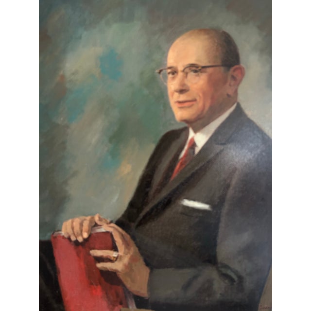 1970s Mid Century Oil Painting Portrait of a Man by Jacob Gains For Sale - Image 5 of 8