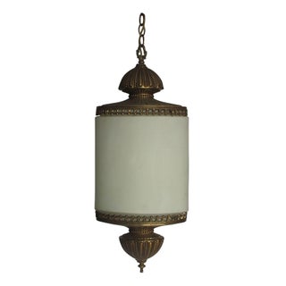 1960s White Satin Glass Pendant Hanging Lamp For Sale