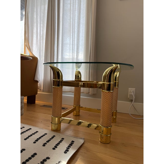 1970s 1970s Italian Faux Tusk and Brass Finish End Tables Tomasso Barbi Style For Sale - Image 5 of 9