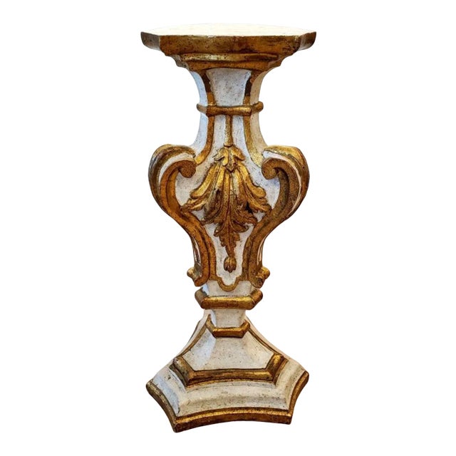 Vintage Italian Baroque Carved Giltwood Pedestal For Sale
