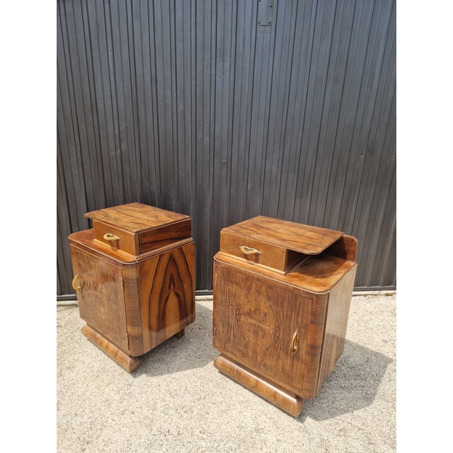 Vintage Art Deco Bedside Tables, 1930s, Set of 2 For Sale - Image 9 of 18