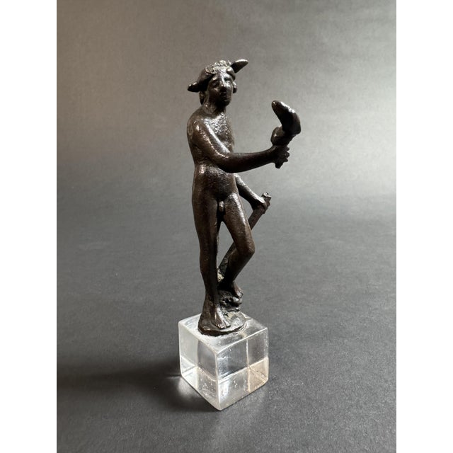 Small 16th-century Florentine bronze sculpture depicting a satyr. The Greek and Roman mythological figures of satyrs or...